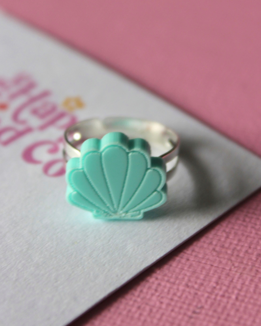 Aqua Shell Statement Ring