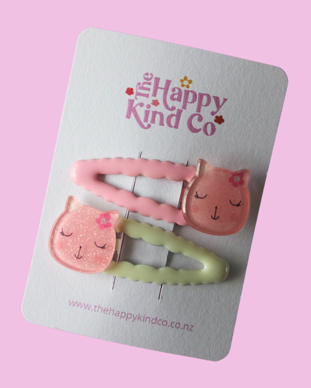 Wavy Glitter Kitty Clips - Marshmallow