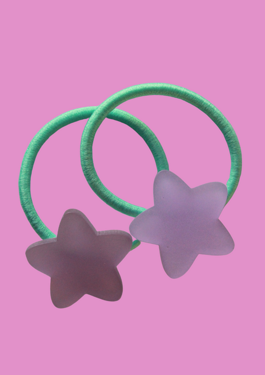 Starry Bobble Hairties Purple