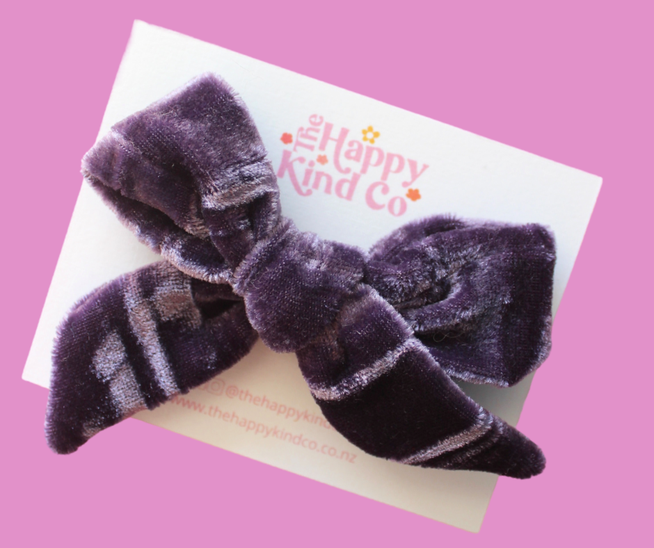 Deluxe Plum Crinkle Velvet Victoria Bow