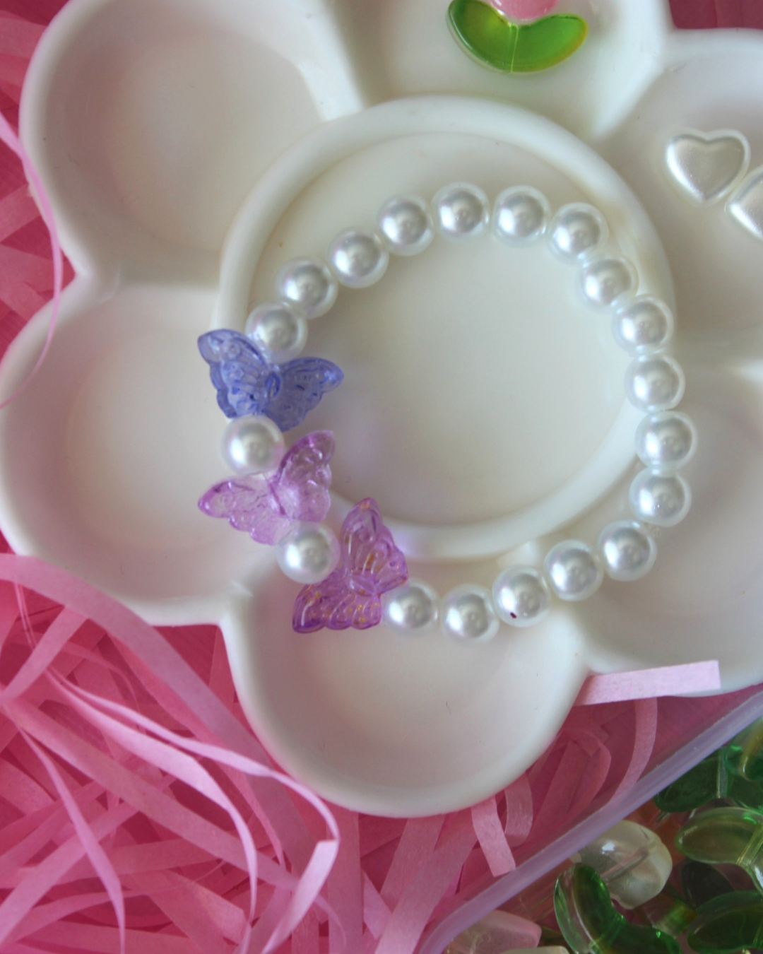 White Pearl Summer Butterfly Bracelet