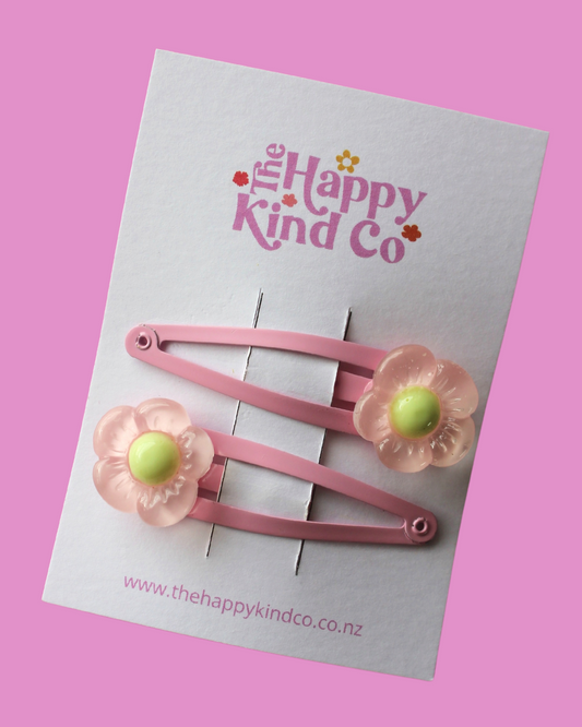 Candyfloss Retro Flower Clips 2 Pack