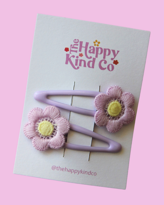 Purple Flower Clips