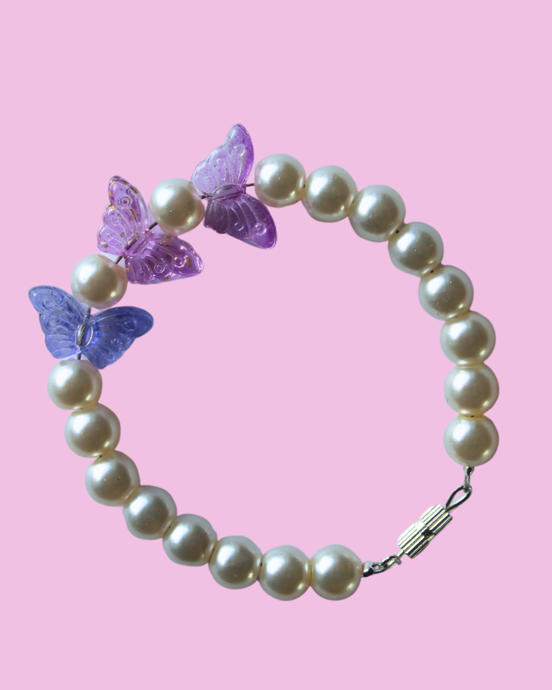White Pearl Summer Butterfly Bracelet