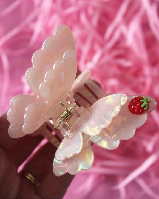 Pearly Summer Butterfly Claw Clip - Peach