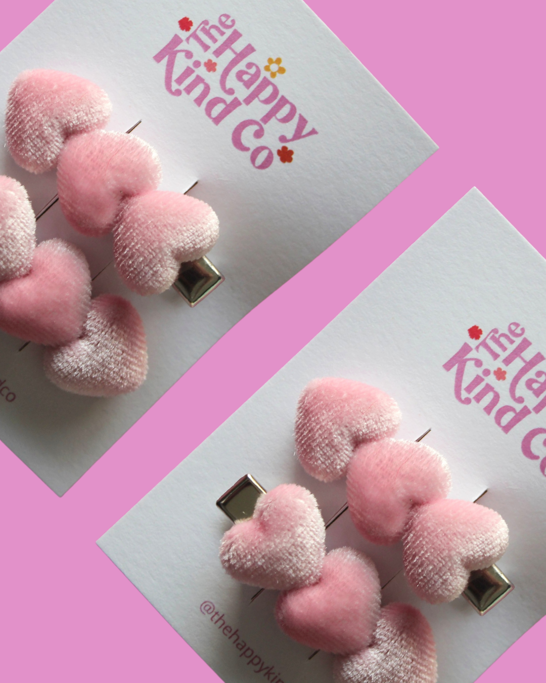 Velvet Heart Clips - Marshmallow Fluff