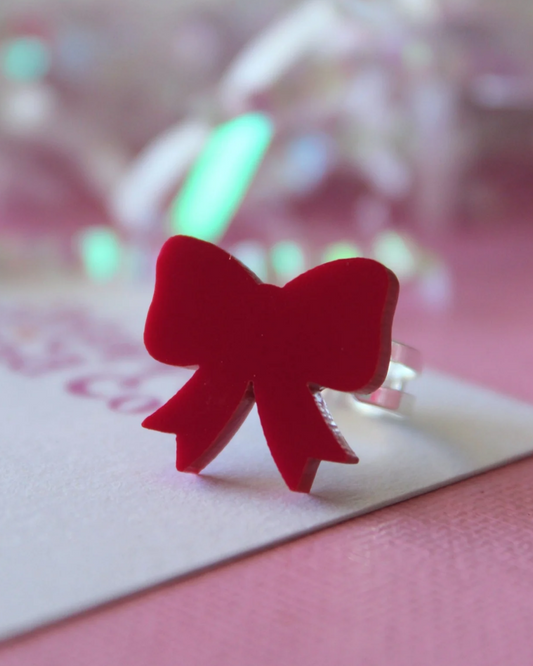 Crimson Bow Statement Ring