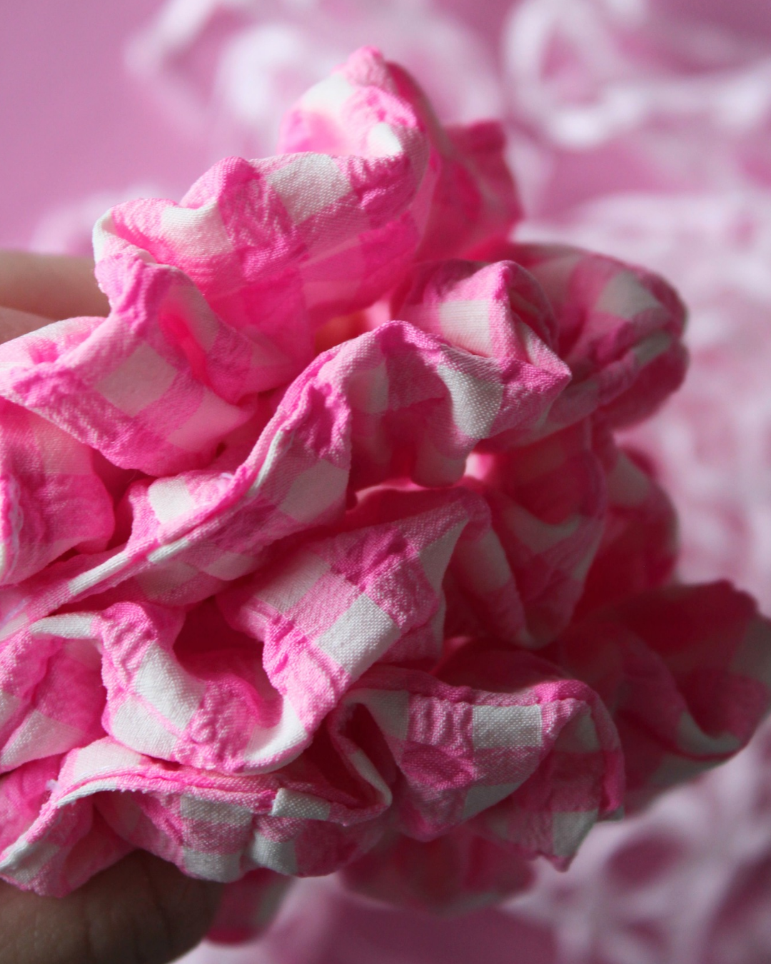 Candy Pink Gingham Toddler Scrunchie