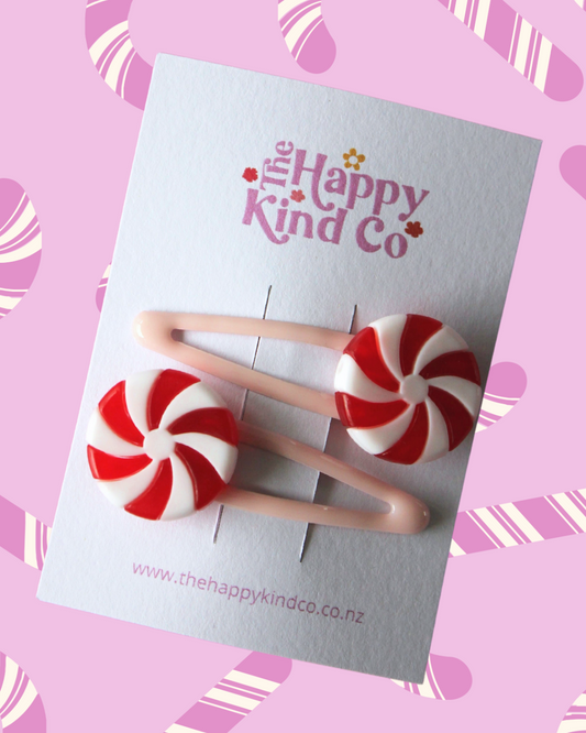 Baby Pink Peppermint Swirls Clips