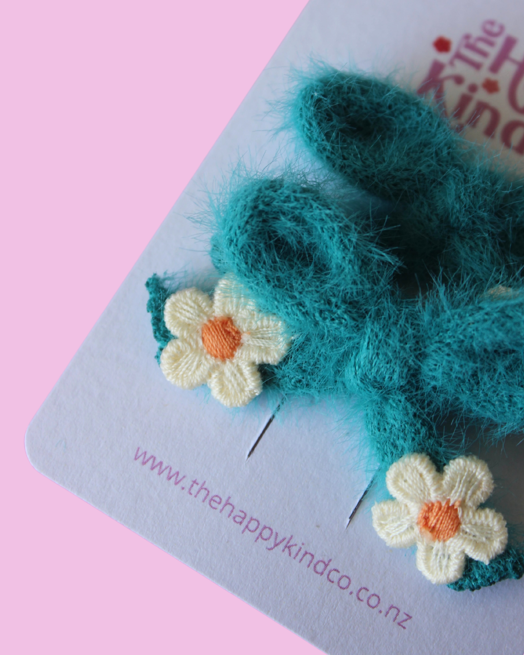 Fluffy Pigtail Bow Clips - Teal