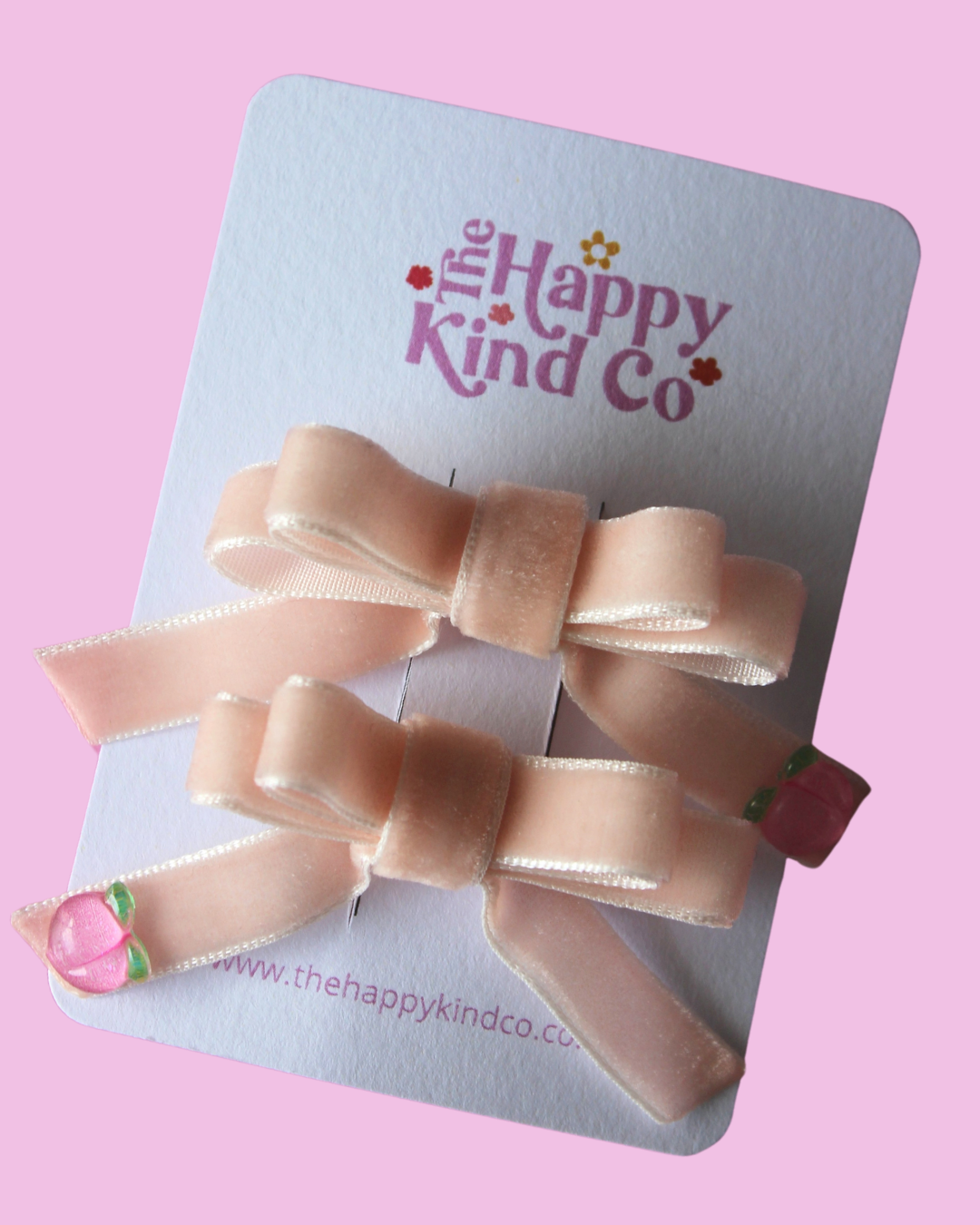 Peachy Ribbon Pigtail Bow Clips