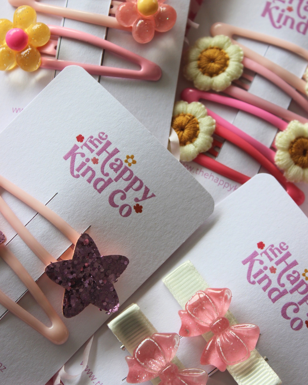 Glitzy Star Clips - Baby Pink