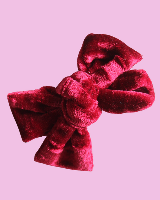 Crimson Velvet Scrunch Bow