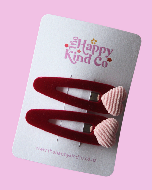 Velvet Sweetheart Clips