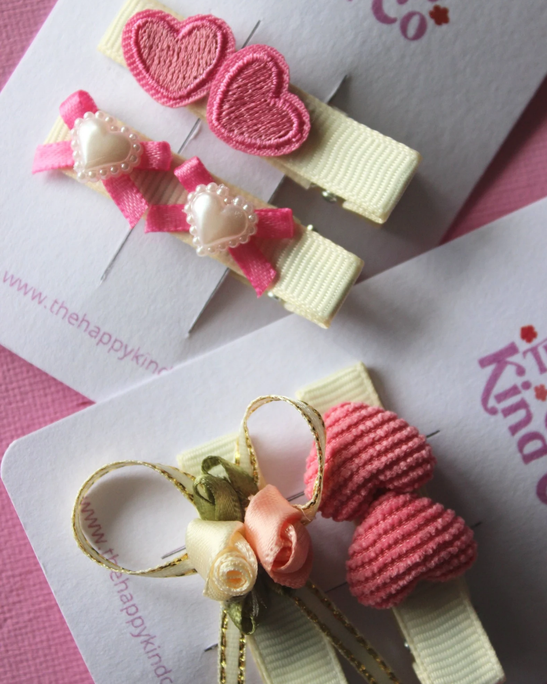 Sweetie Bow & Hearts Clips