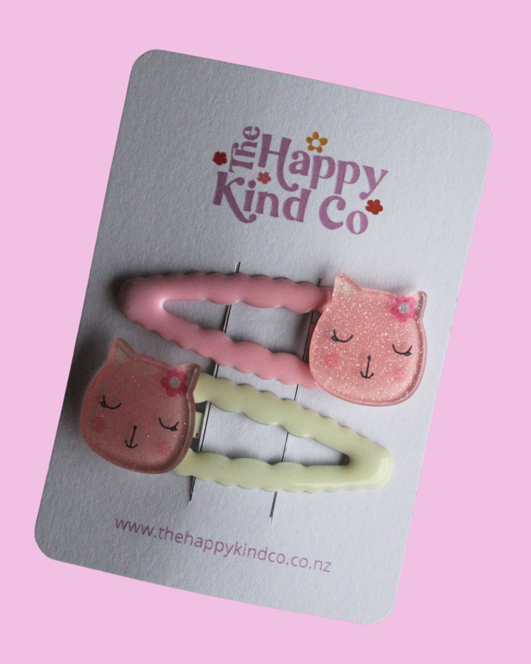 Wavy Glitter Kitty Clips - Marshmallow