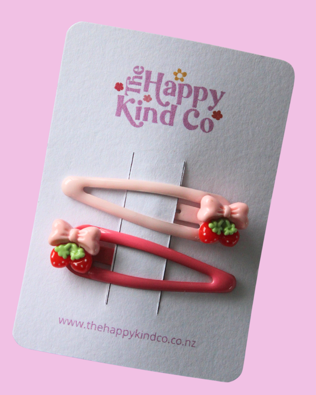 Creamy Strawberry Bow Clips