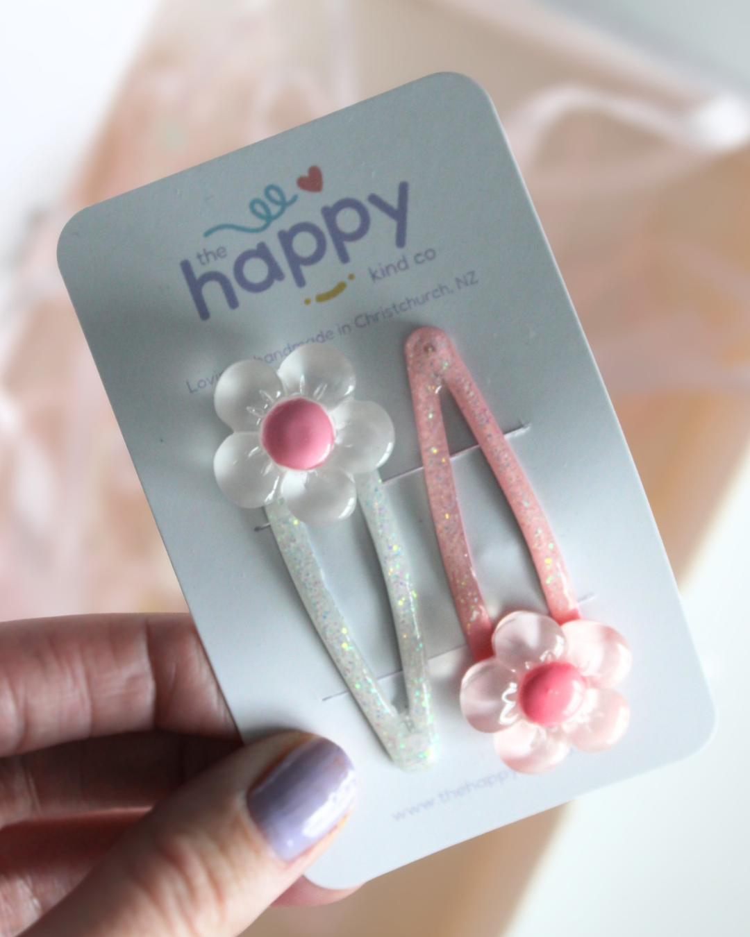 Glitter Jelly Flower Snap Clips