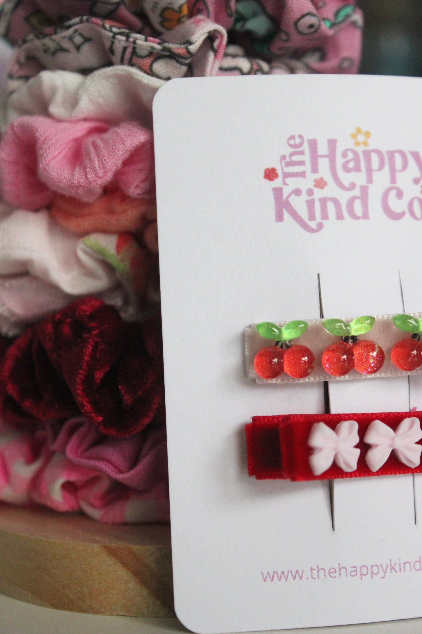 Cherry Bow Contrast Clips