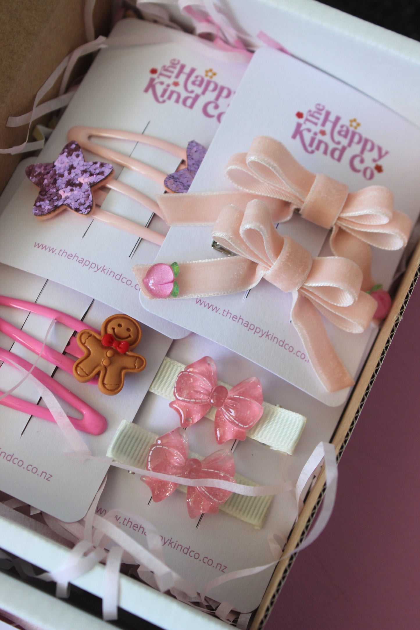 Peachy Ribbon Pigtail Bow Clips