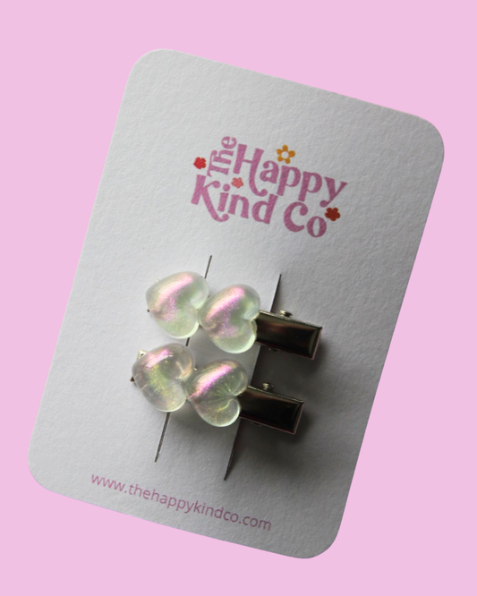 Pearlescent Heart Stopper Toddler Clips Snow