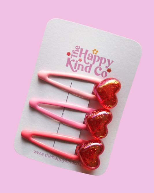 Glitter Jelly Heart Clips
