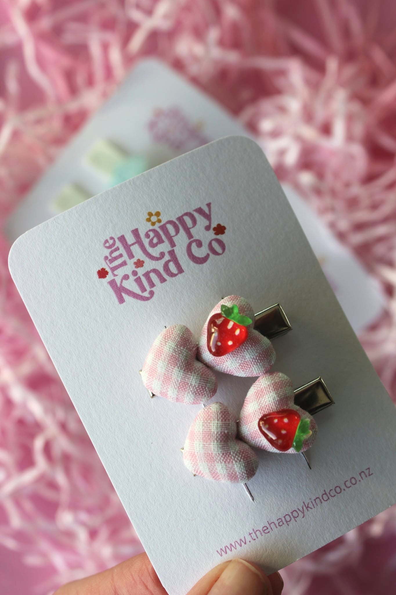 Pink Gingham Heart Stopper Clips