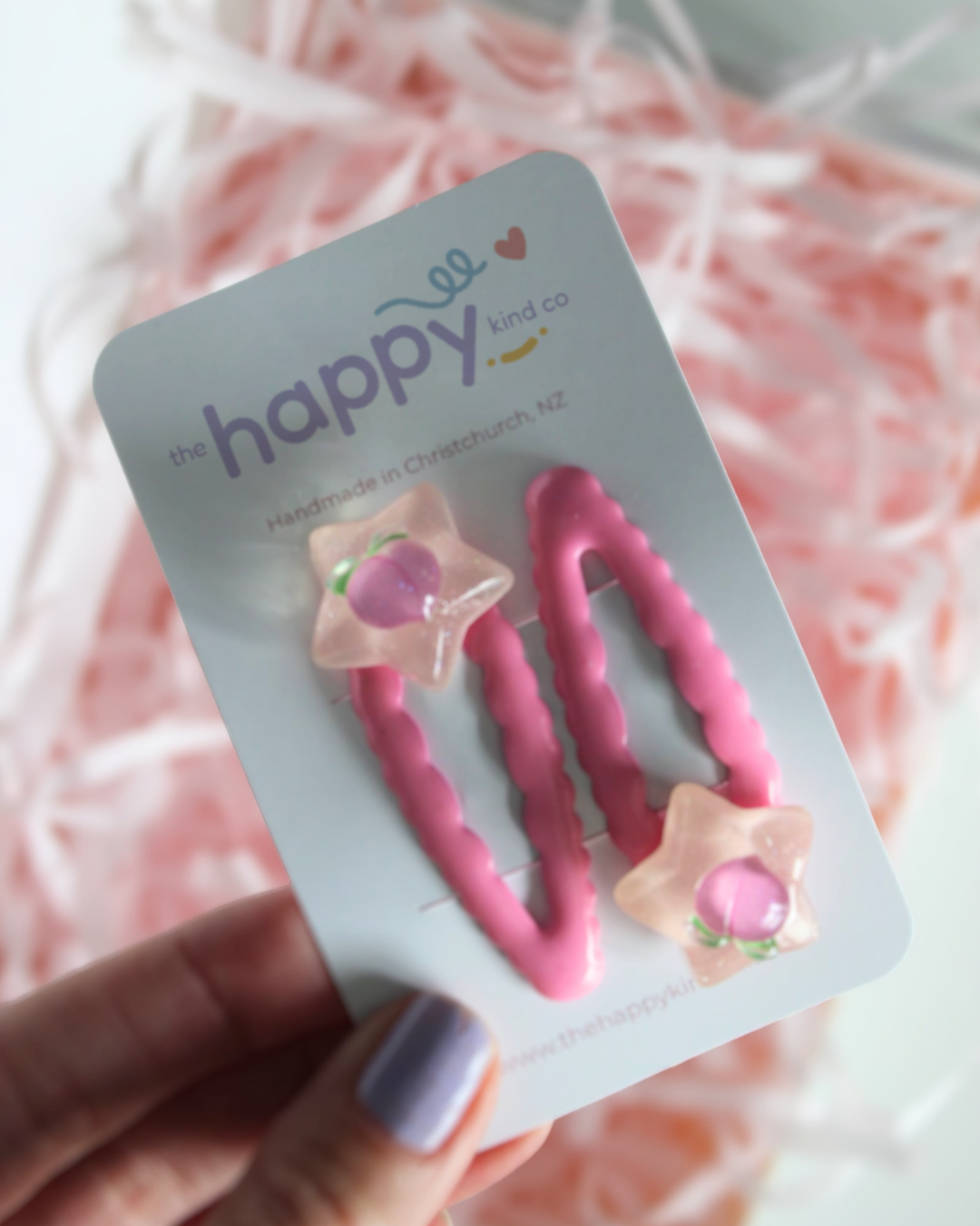 Wavy Peach Star Snap Clips