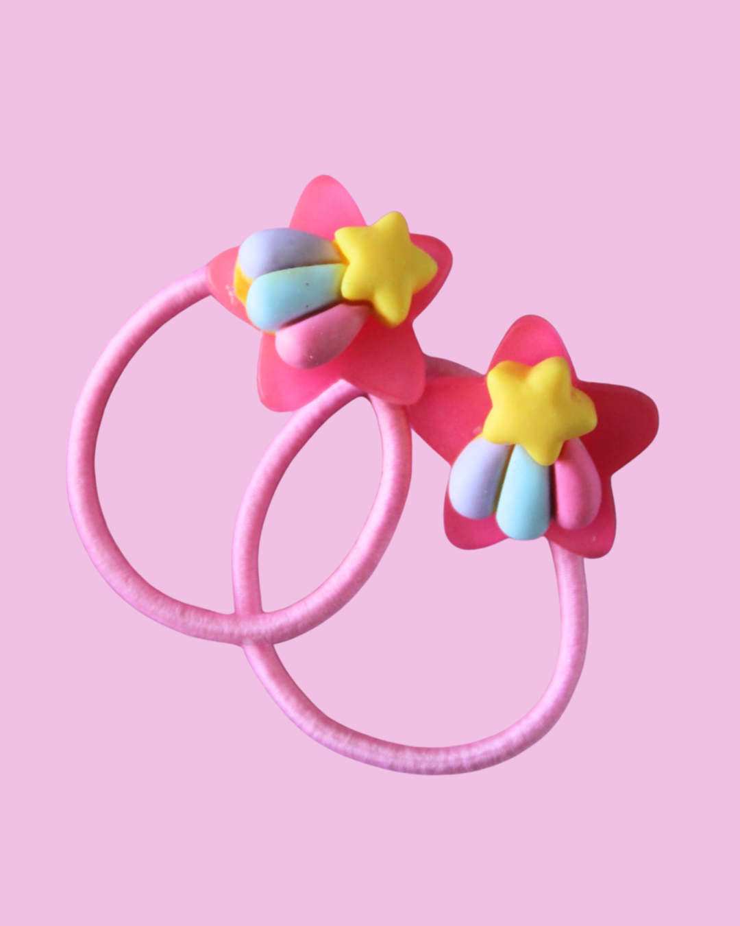 Magenta Rainbow Bright Bobble Hairties