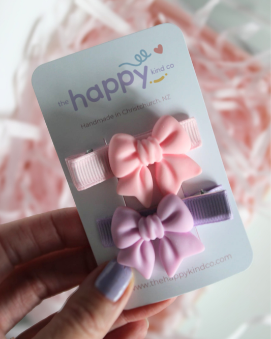 Creamy Pastel Bow Clips