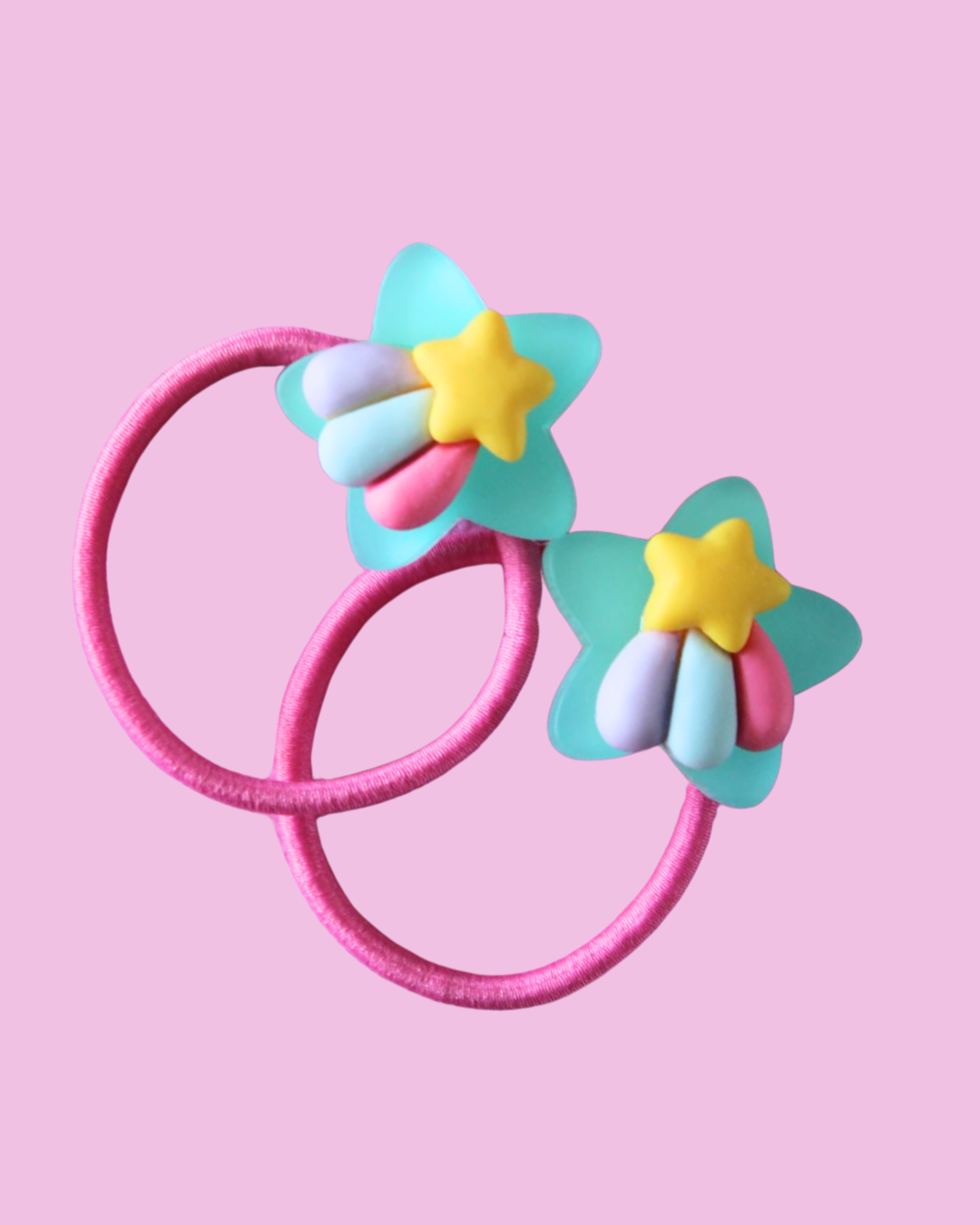 Aqua Rainbow Bright Bobble Hairties