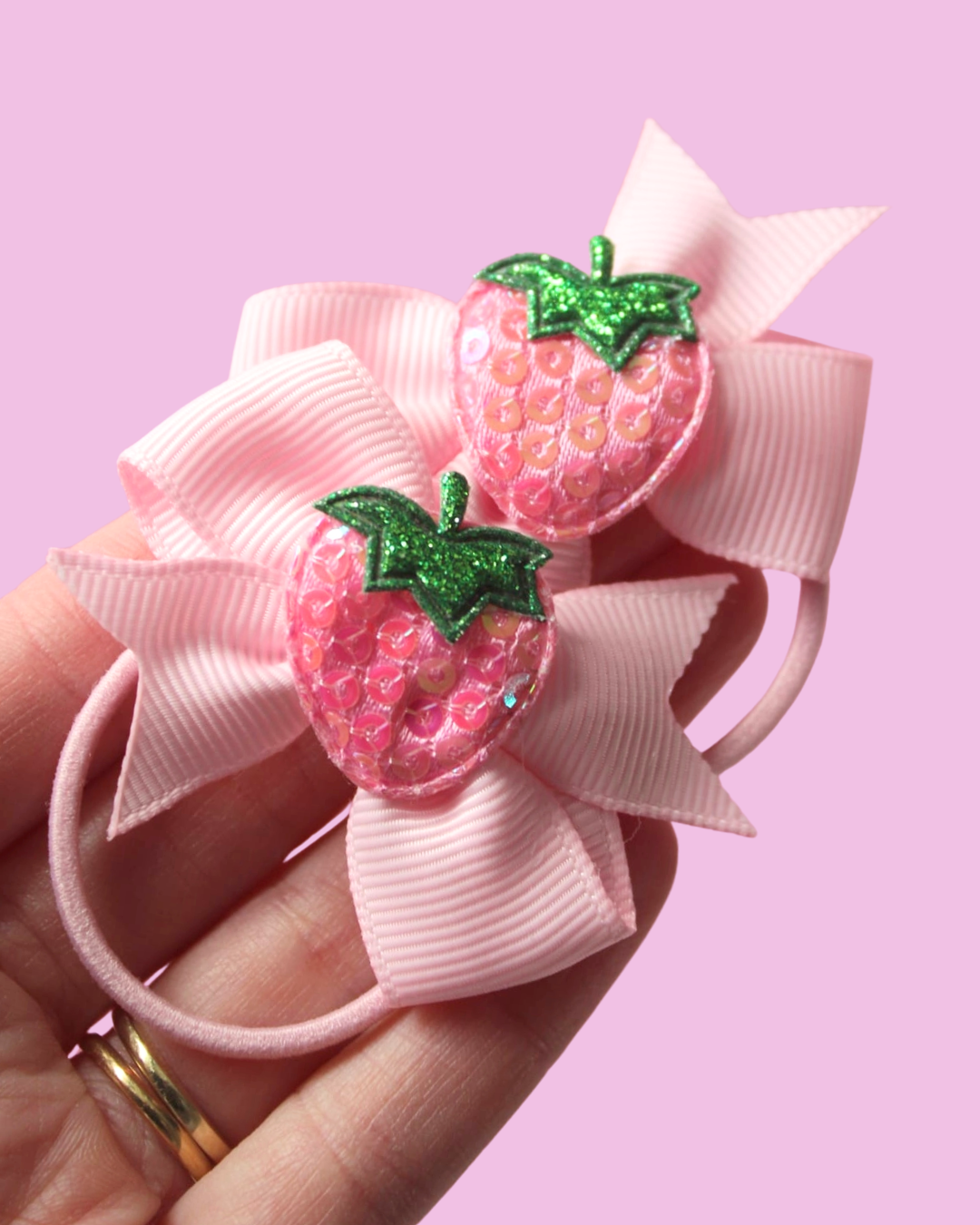Sparkle Berry Bow Hair Ties