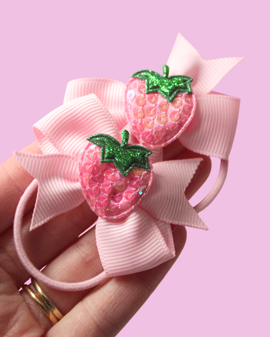 Sparkle Berry Bow Hair Ties