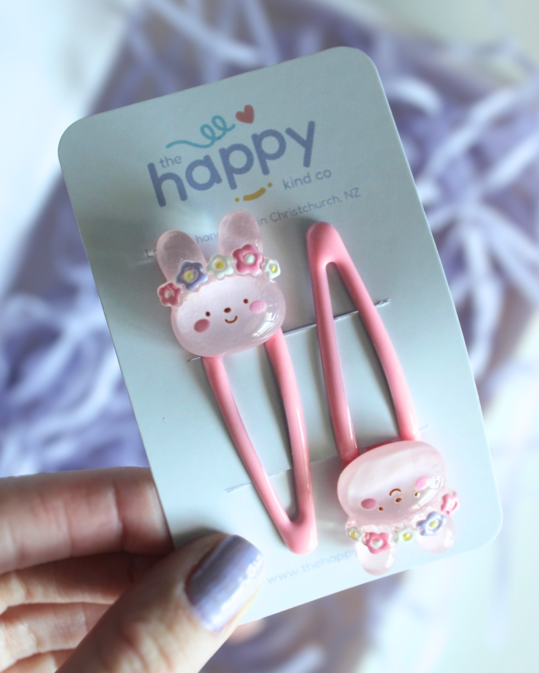 Pink Meadow Bunny Snap Clips