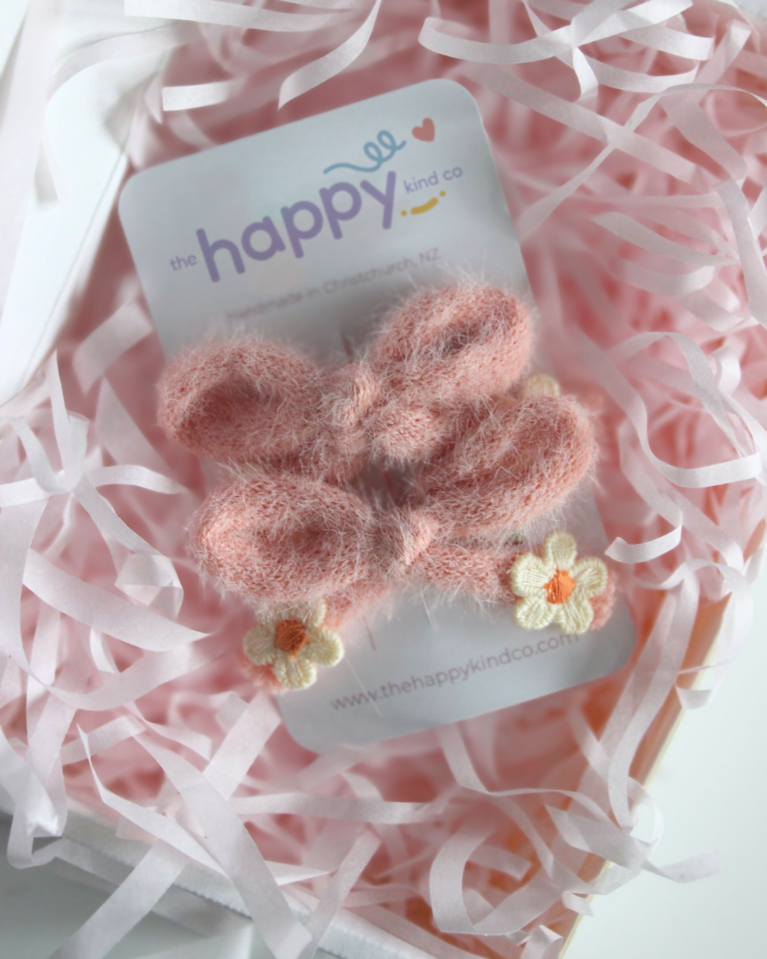 Blush Daisy Snuggle Bow Clips