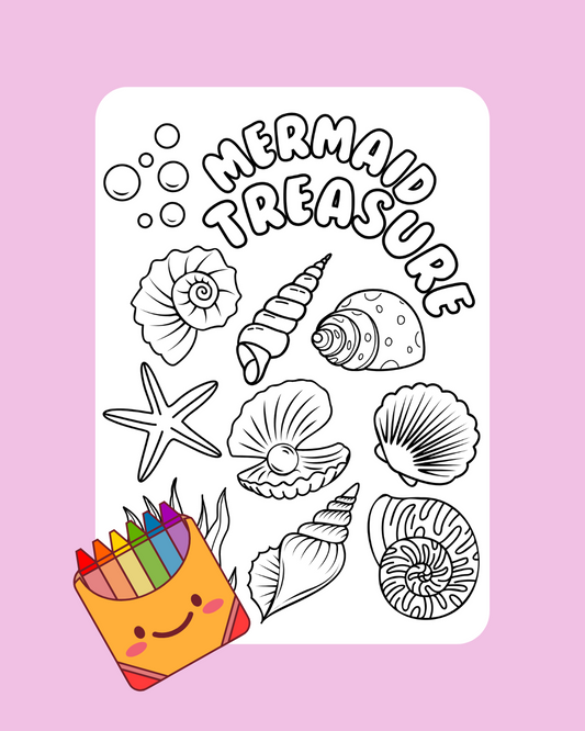 Mermaid Treasure Colouring Page