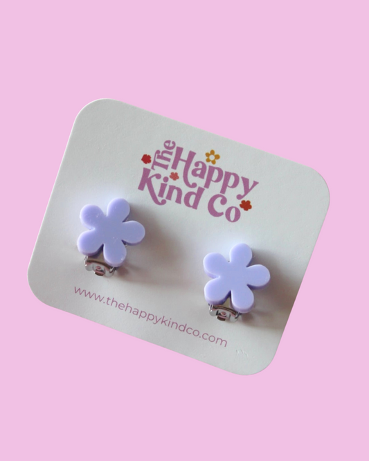 Periwinkle Flower Clip-On Earrings