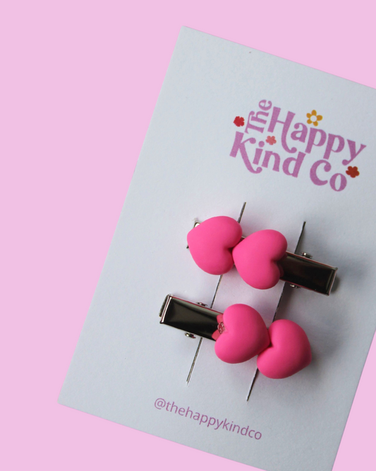 Heart Stopper Toddler Clips Hot Pink