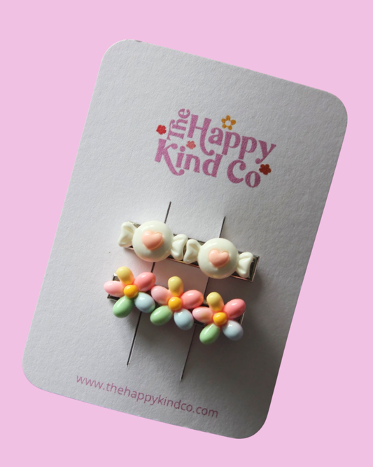 Candy Flower Contrast Clips