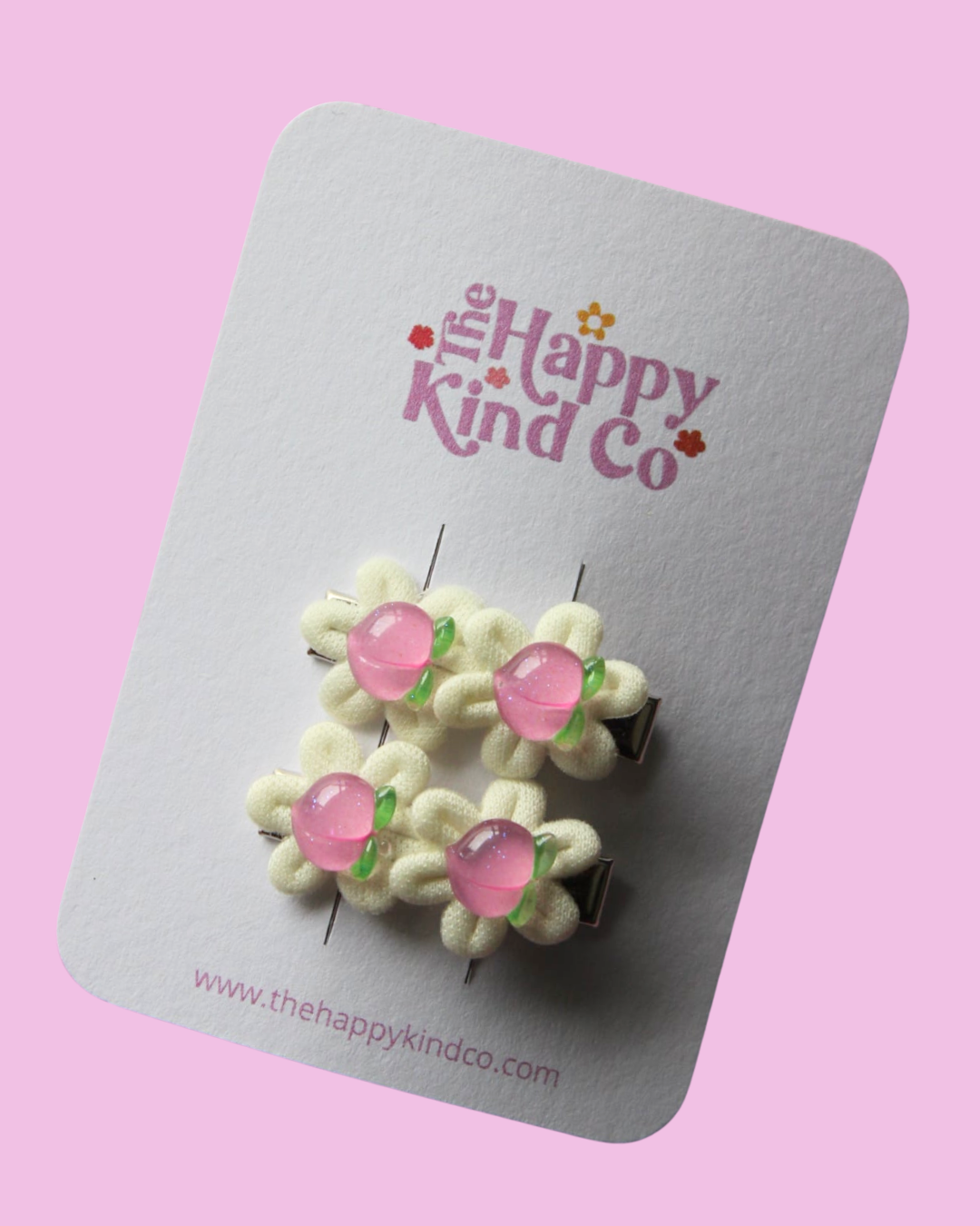 Peach Flower Clips - Milk