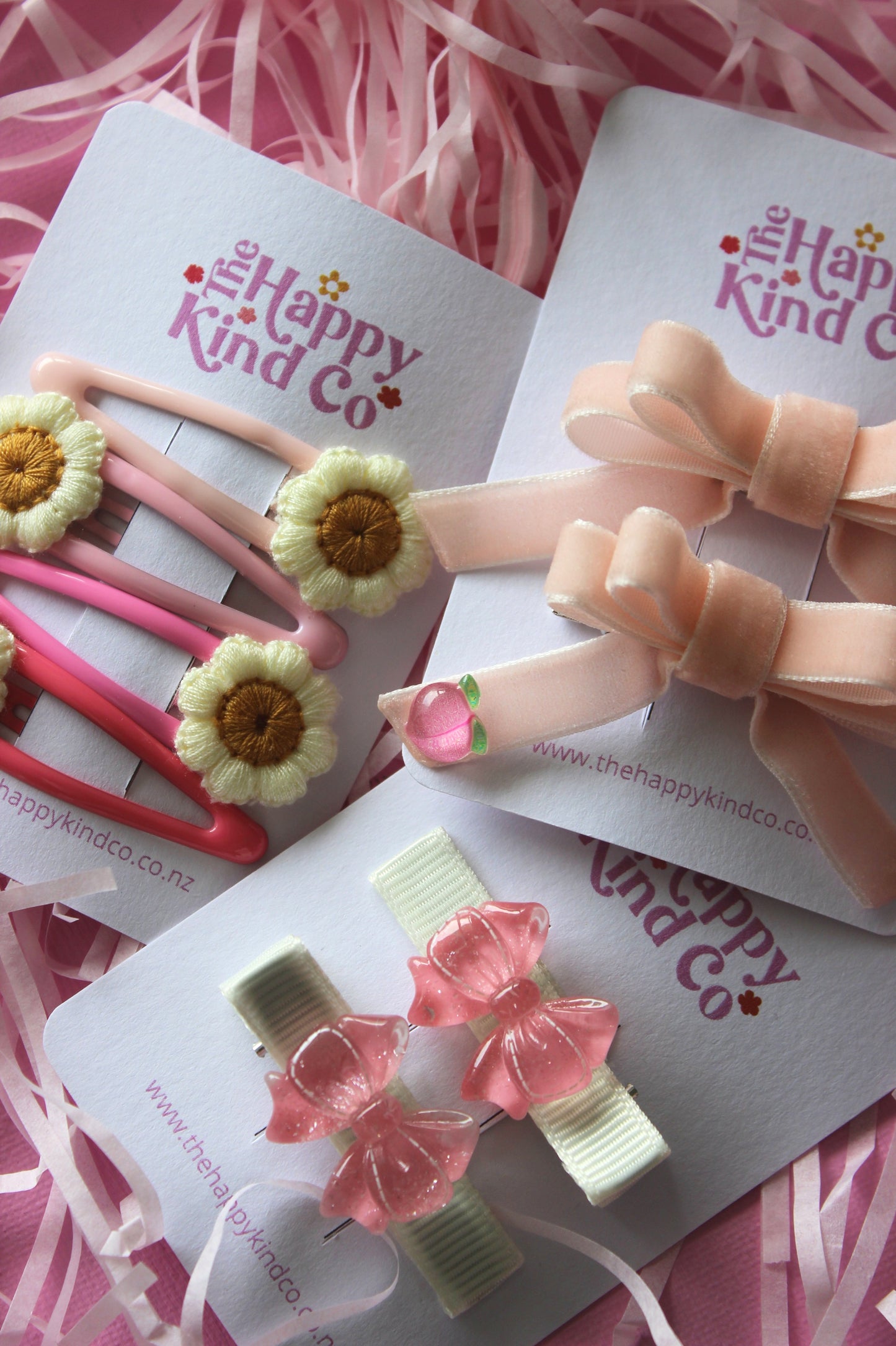 Peachy Ribbon Pigtail Bow Clips
