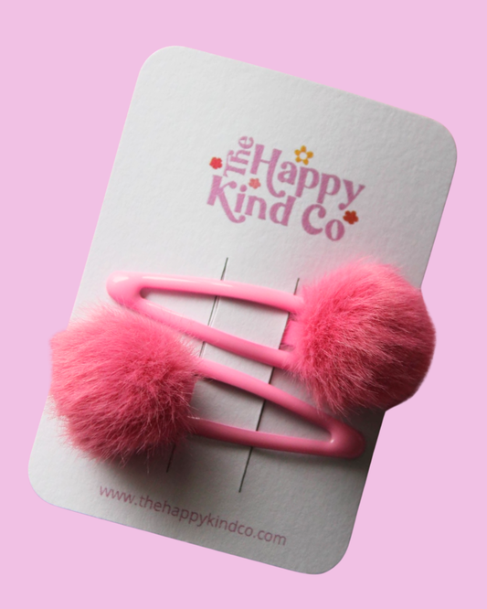 Hot Pink Fluff Clips