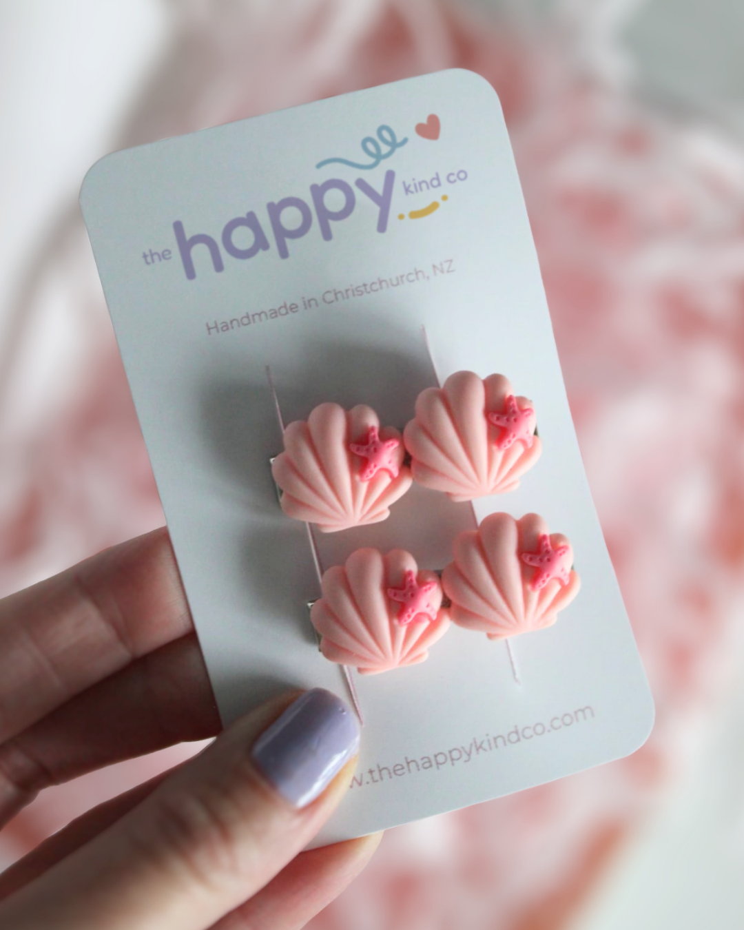 Mermaid Shell Mini Clips – Blush Pink