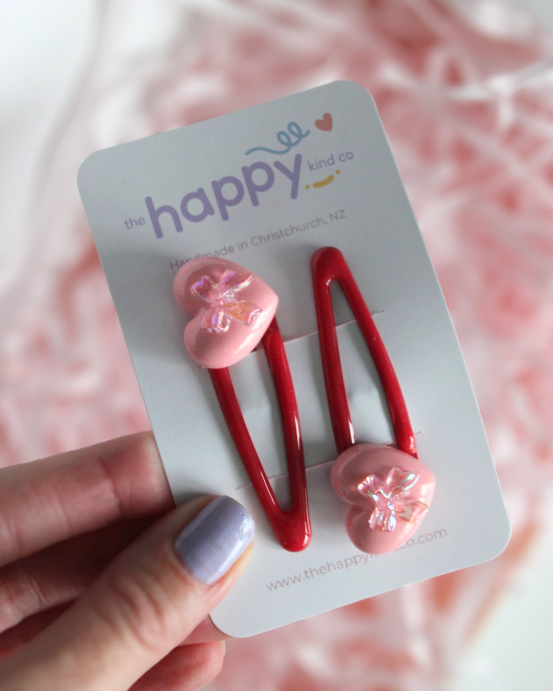 Heart Bow Snap Clips
