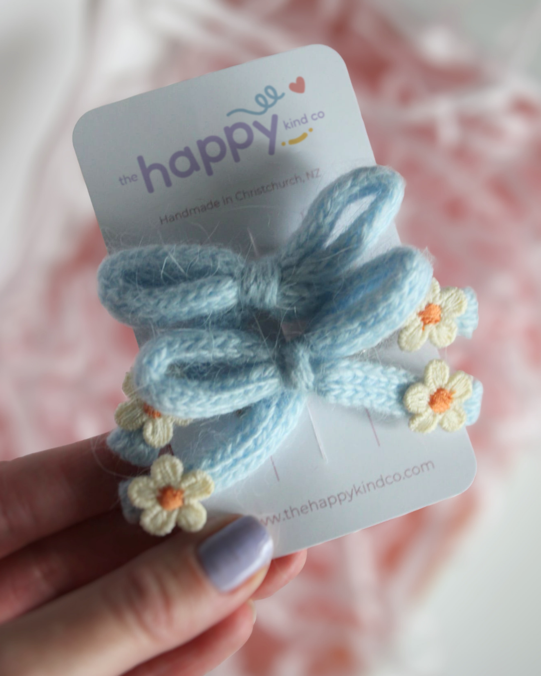 Bluebell Daisy Knit Bow Clips