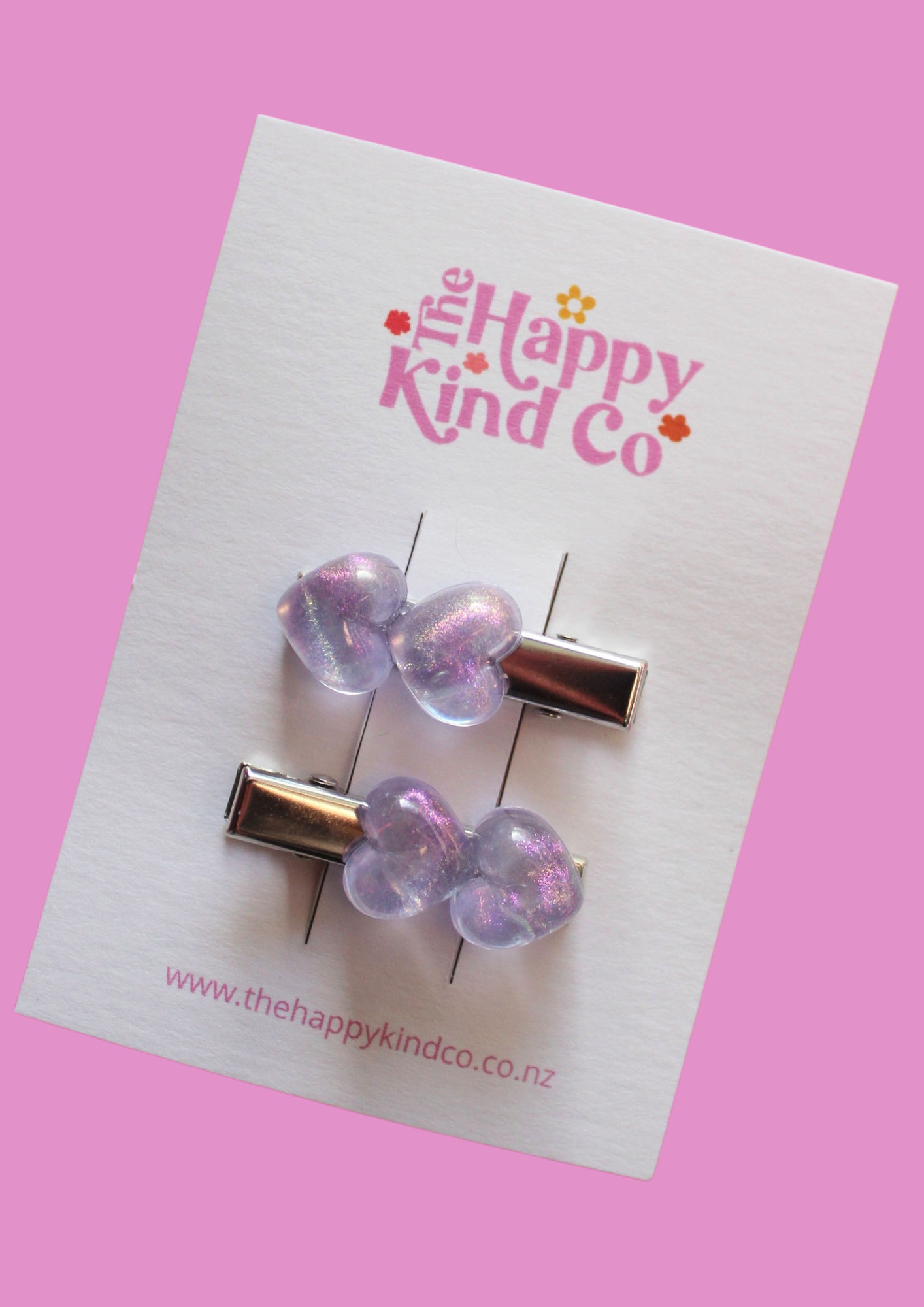 Pearlescent Heart Stopper Toddler Clips Lilac