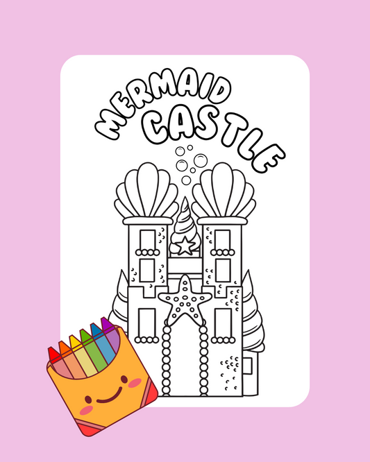 Mermaid Castle Colouring Page