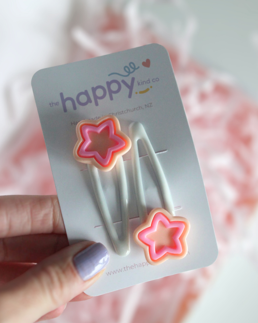 Peachy Star Snap Clips