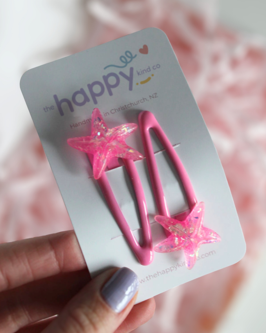 Pink Starfish Sparkle Snap Clips