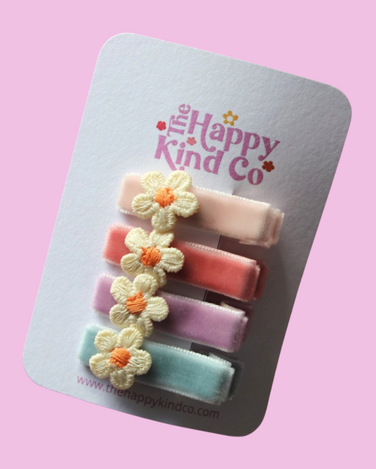 Velvet Daisy Clips - Dreamy Pastels